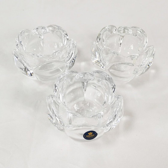Image 1 of Ensemble de 3 bougeoirs en cristal vintage pour Royal Copenhagen, Danemark 1980