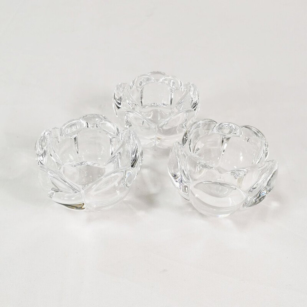 Lot De 3 Bougeoirs En Cristal - Transparent - État Neuf