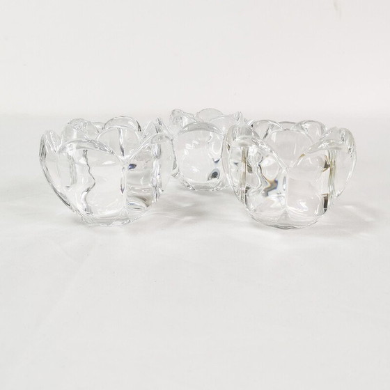 Image 1 of Ensemble de 3 bougeoirs en cristal vintage pour Royal Copenhagen, Danemark 1980