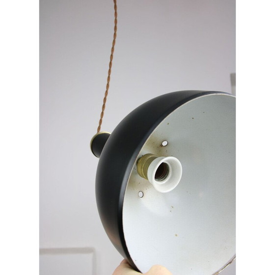 Image 1 of Lampe suspendue vintage en laiton et noir