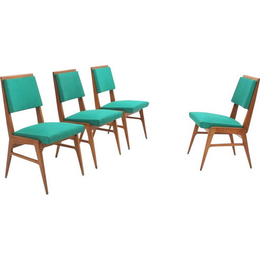Ensemble de 4 chaises de salle à manger françaises du milieu du siècle dernier, années 1950