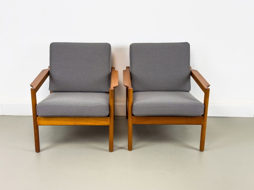 Lounge Chairs In Teak By Kai Kristiansen For Magnus Olesen, 1960S, Set Of 2