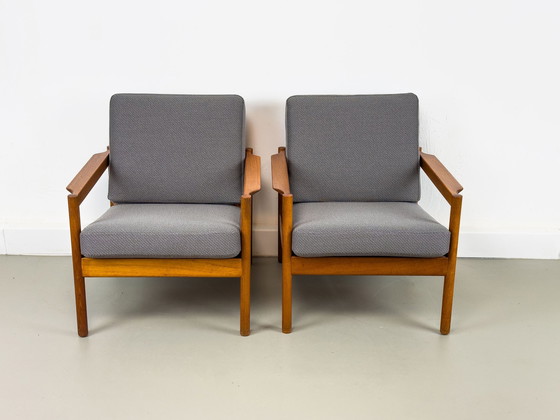 Image 1 of Lounge Chairs In Teak By Kai Kristiansen For Magnus Olesen, 1960S, Set Of 2