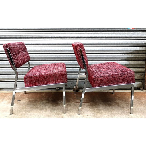 Paire de fauteuils vintage en métal chromé, 1970