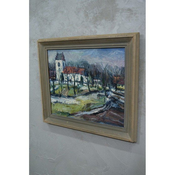 Image 1 of Peinture à l'huile suédoise d'époque, paysage, par Uno Svärd, 1954
