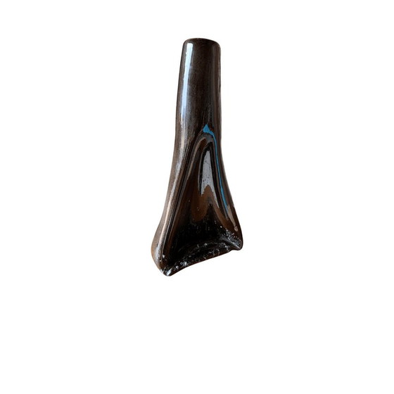 Image 1 of Vase vintage en céramique émaillée noire, 1970