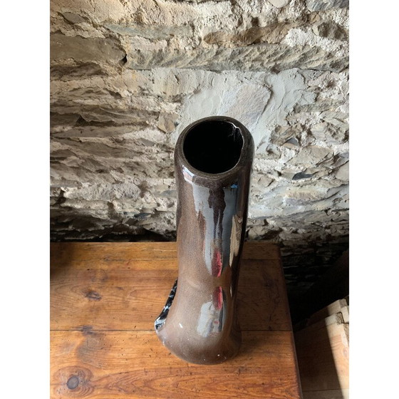 Image 1 of Vase vintage en céramique émaillée noire, 1970