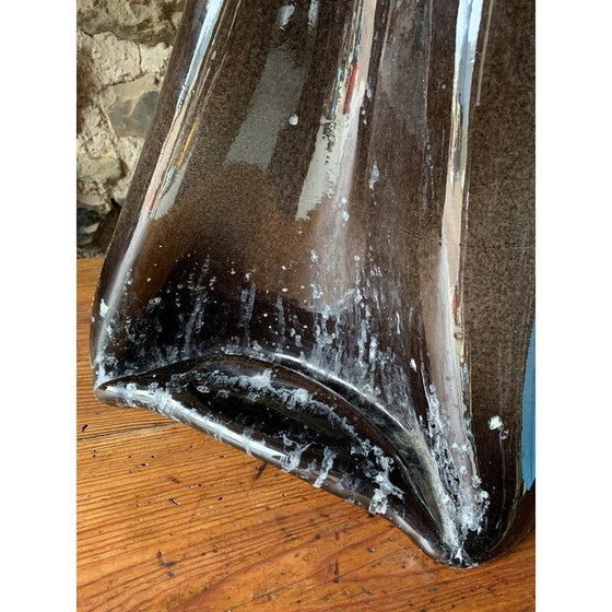 Image 1 of Vase vintage en céramique émaillée noire, 1970