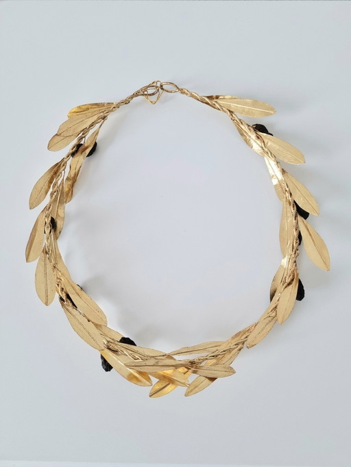 Couronne de laurier grecque / romaine en or 24 ct avec feuilles d'olivier