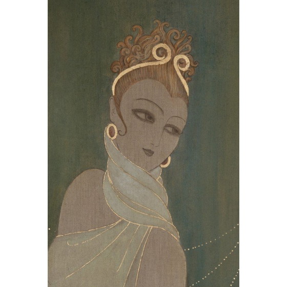 Image 1 of Toile peinte vintage en lin