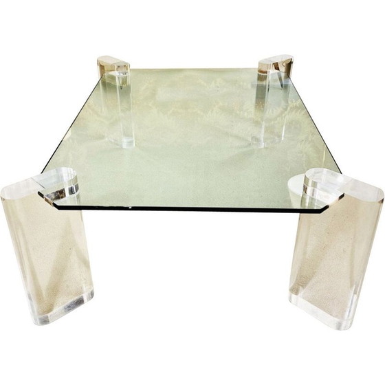 Image 1 of Table basse vintage en verre avec pieds en plexiglas