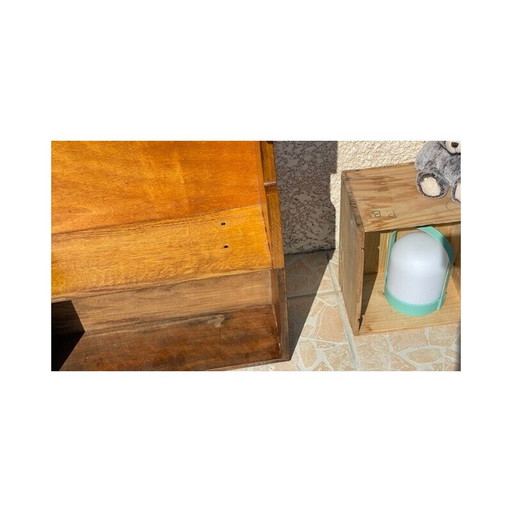 Etagère géométrique vintage en bois de chêne