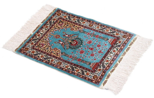 Tapis en soie signé Hereke-Ozipek avec motif Mehrab - Luxe pur ~1 Mio. Nœuds/M²