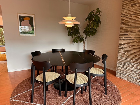 Image 1 of Knoll Saarinen Sahara Noir + 6 X Thonet Dining Chair 118