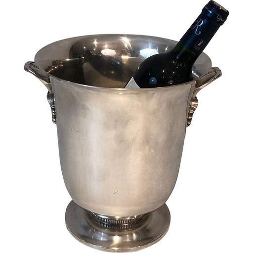 Seau à champagne vintage en métal argenté, France 1930