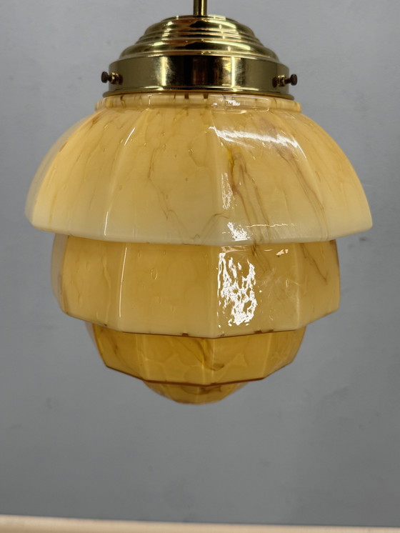 Image 1 of Lampe pendante marbrée de style Art Decor