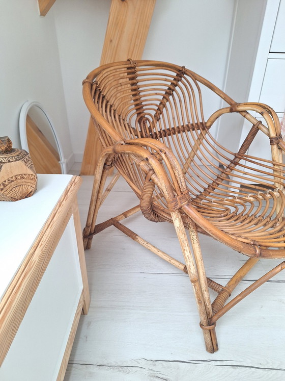 Image 1 of Fauteuil Corbeille Vintage En Rotin