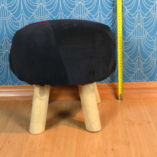 Pouf scandinave vintage en patchwork, 1990