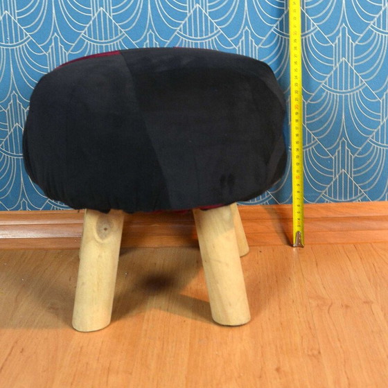Image 1 of Pouf scandinave vintage en patchwork, 1990