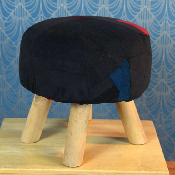 Image 1 of Pouf scandinave vintage en patchwork, 1990