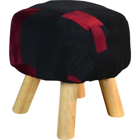 Image 1 of Pouf scandinave vintage en patchwork, 1990