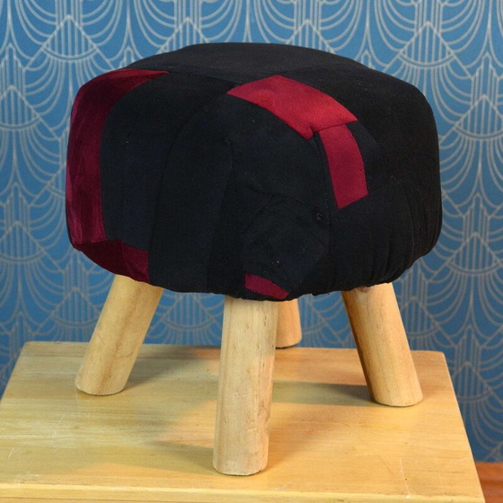 Image 1 of Pouf scandinave vintage en patchwork, 1990