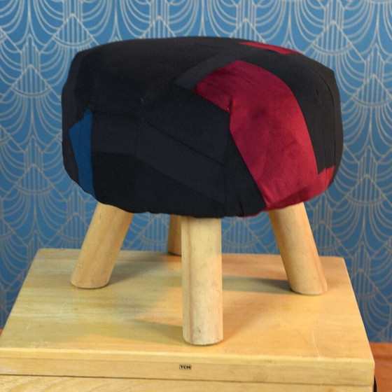 Image 1 of Pouf scandinave vintage en patchwork, 1990