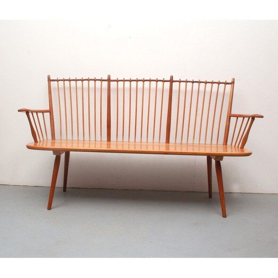 Image 1 of Banc vintage en cerisier massif par Albert Haberer pour Fleiner, Allemagne 1950