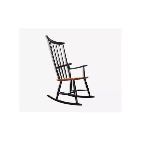Image 1 of Chaise à bascule scandinave vintage en hêtre