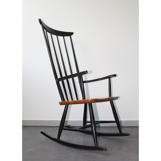 Image 1 of Chaise à bascule scandinave vintage en hêtre
