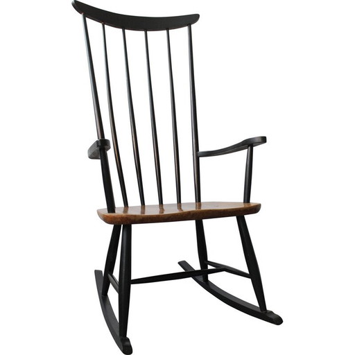 Chaise à bascule scandinave vintage en hêtre