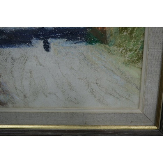 Image 1 of Peinture au pastel vintage d'Elvin Larsson, Suède 1958