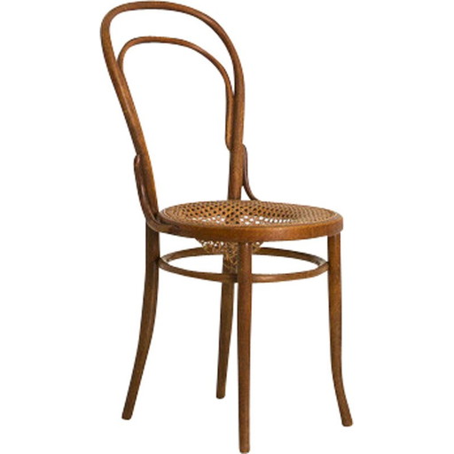 Chaise de bistrot vintage en chêne et en rotin