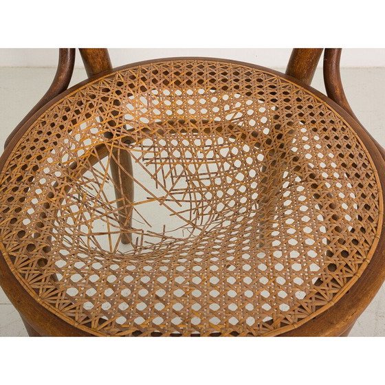 Image 1 of Chaise de bistrot vintage en chêne et en rotin