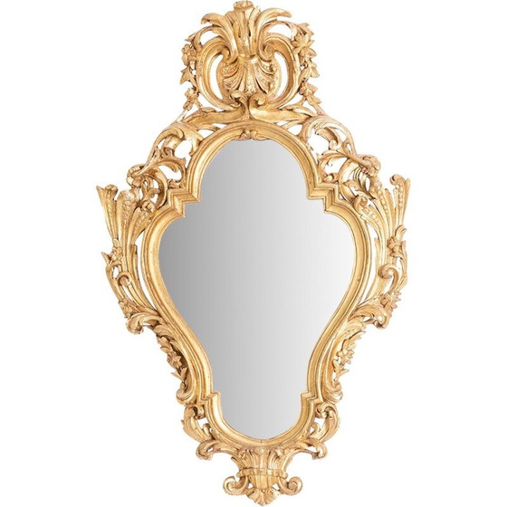 Image 1 of Miroir vintage en bois sculpté et doré, 1950