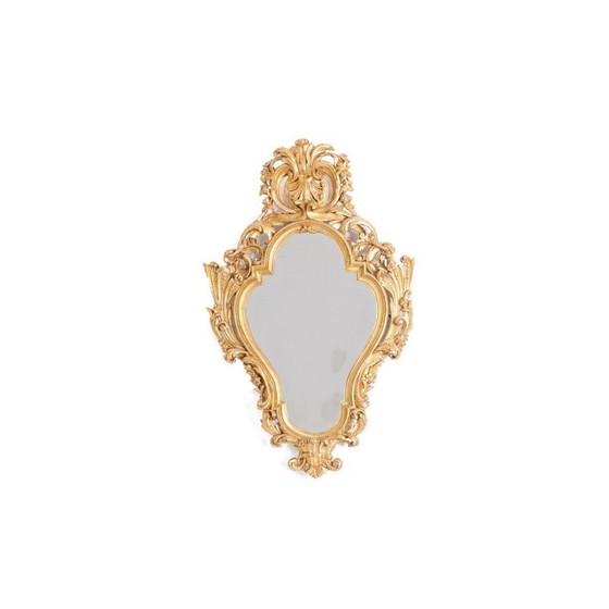 Image 1 of Miroir vintage en bois sculpté et doré, 1950