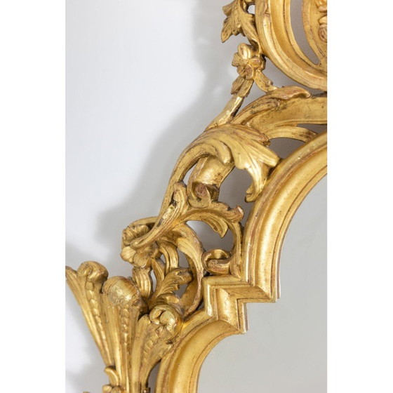 Image 1 of Miroir vintage en bois sculpté et doré, 1950