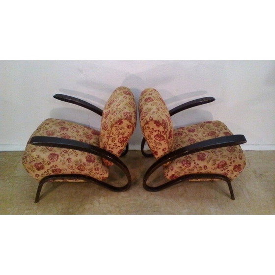 Image 1 of Paire de fauteuils et table basse en noyer H-275 par Jindrich Halabala, 1930