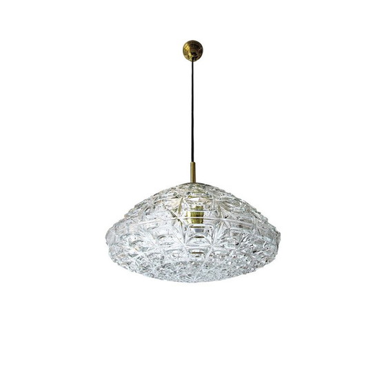 Image 1 of Pendentif vintage en verre et laiton Limburg 1960