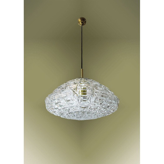 Image 1 of Pendentif vintage en verre et laiton Limburg 1960