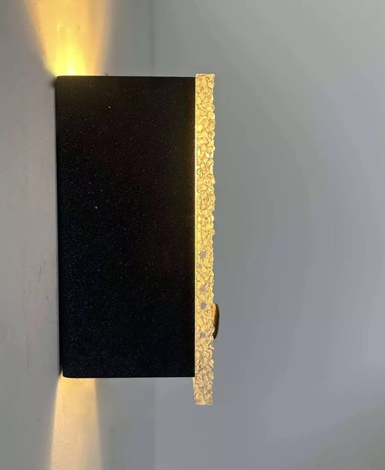 Image 1 of 2X D'Applique Vintage, Perspex Et Métal Laqué Noir, France 1960