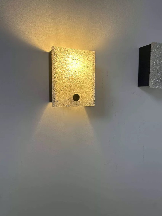 Image 1 of 2X D'Applique Vintage, Perspex Et Métal Laqué Noir, France 1960