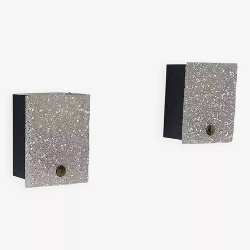 2X D'Applique Vintage, Perspex Et Métal Laqué Noir, France 1960