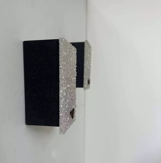 Image 1 of 2X D'Applique Vintage, Perspex Et Métal Laqué Noir, France 1960