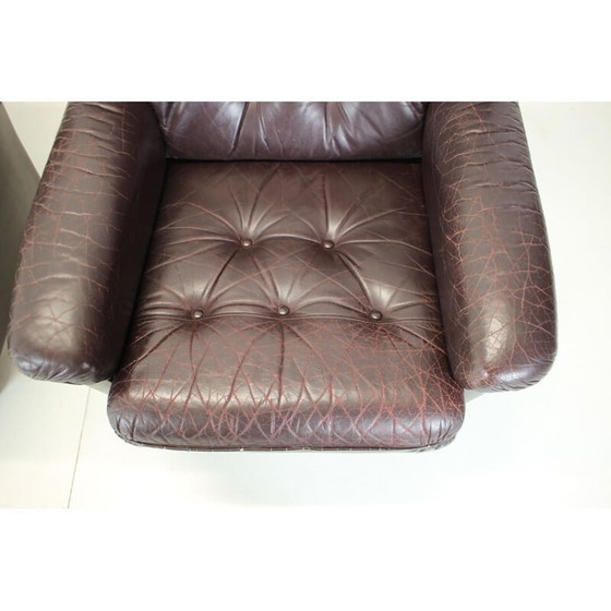 Image 1 of Paire de fauteuils vintage en bois et cuir, Finlande 1980