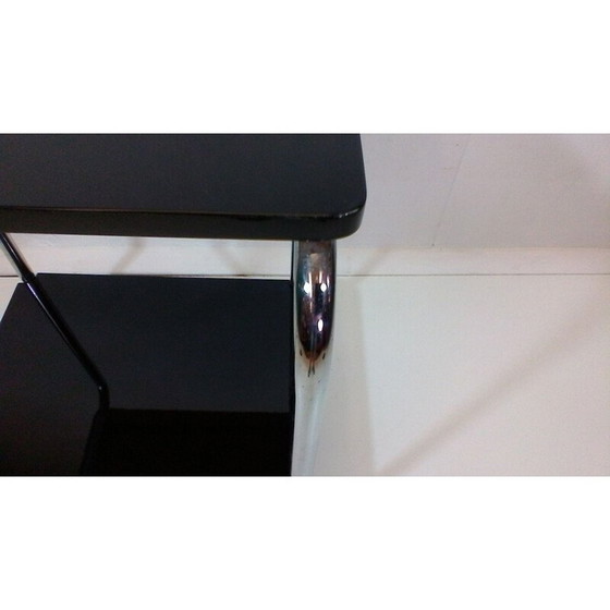 Image 1 of Table basse vintage en acier et bois par Jindřich Halabala pour Bystřice pod Hostynem, Tchécoslovaquie