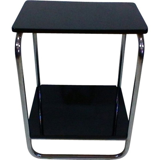 Image 1 of Table basse vintage en acier et bois par Jindřich Halabala pour Bystřice pod Hostynem, Tchécoslovaquie