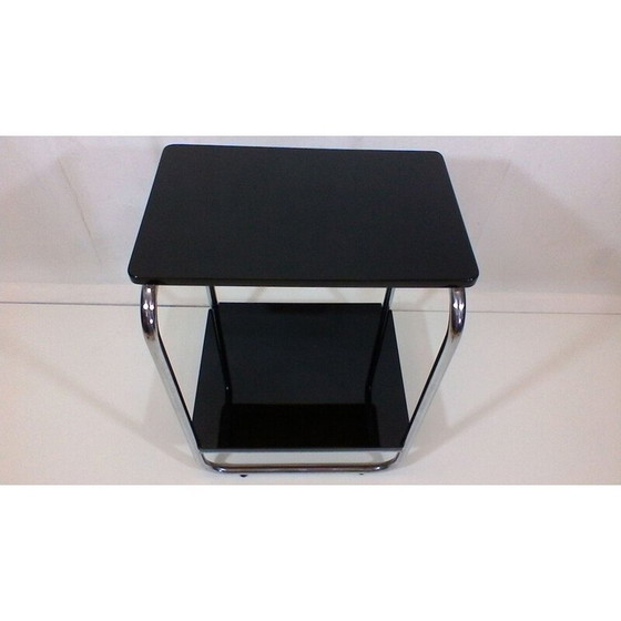 Image 1 of Table basse vintage en acier et bois par Jindřich Halabala pour Bystřice pod Hostynem, Tchécoslovaquie