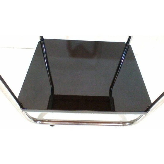 Image 1 of Table basse vintage en acier et bois par Jindřich Halabala pour Bystřice pod Hostynem, Tchécoslovaquie