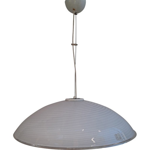 Lampe suspendue vintage en verre blanc de Murano, 1960